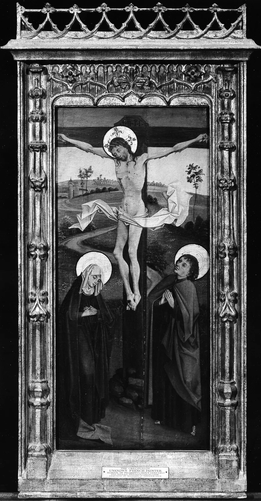 The Crucifixion, (reverse) Saint Francis of Assisi; The Resurrection, (reverse) An Abbot Saint, Possibly Saint Benedict by Northern French Painter