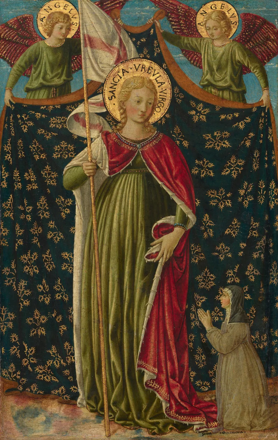 Saint Ursula with Two Angels and Donor by Benozzo Gozzoli
