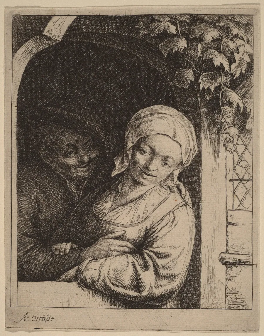 Peasant Couple in a Doorway by Adriaen van Ostade