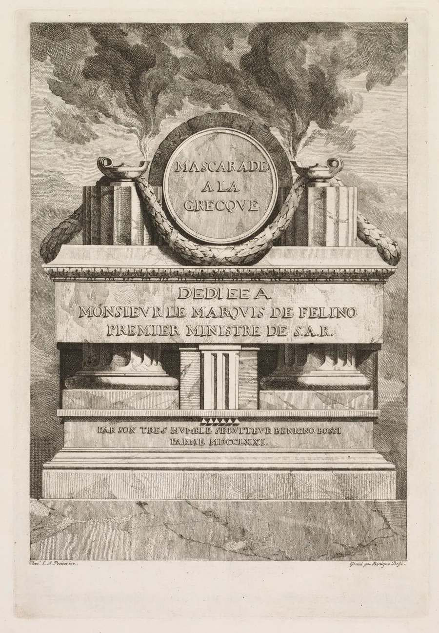 Mascarade à la Grecque: Dedication Page by Benigno Bossi