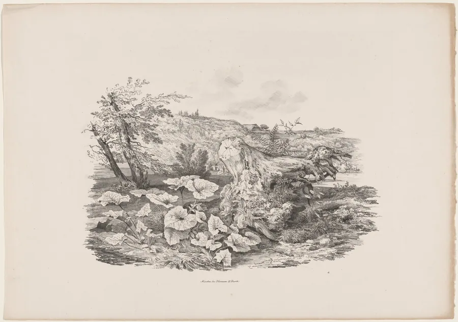 Landscape with a Tree Trunk by Carl August Lebschée