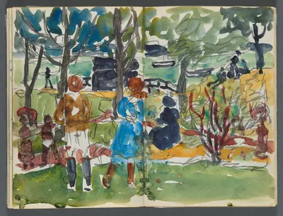 Sketchbook, The Dells, N° 127, page 110 & 111: Figures in a Landscape