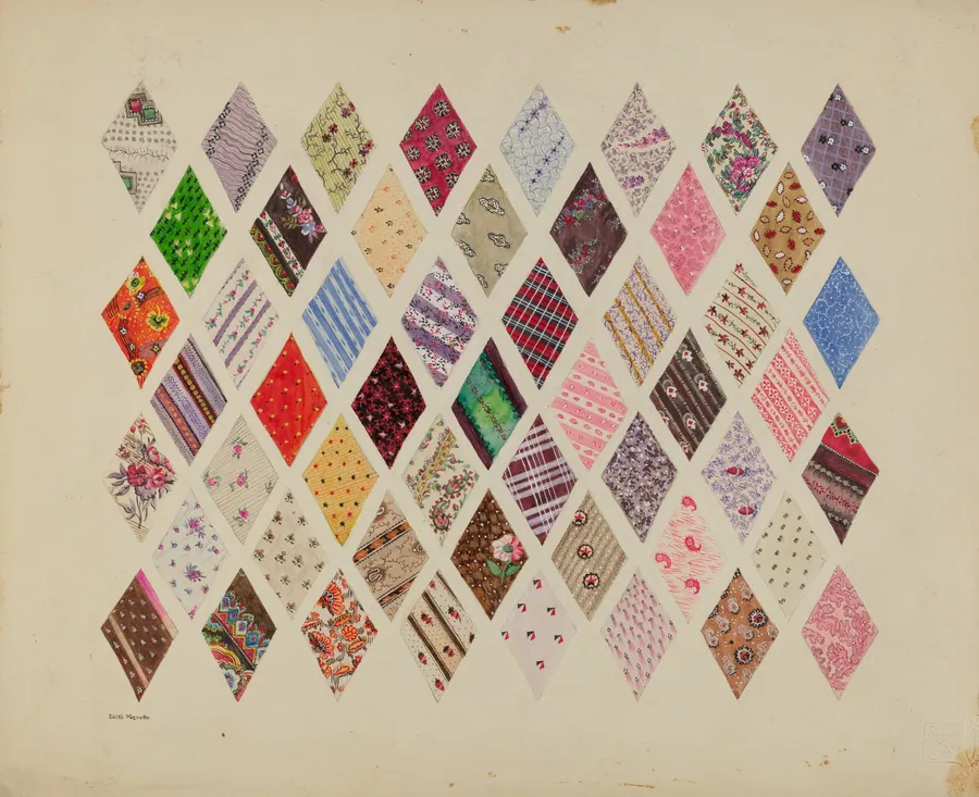 Patches of Diamond Patchwork Quilt by Edith Magnette