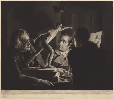 Three Persons Viewing the Gladiator by Candlelight