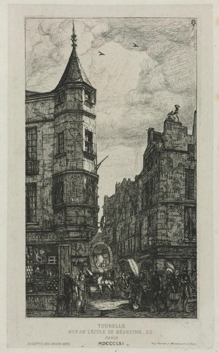 House with a Turret, No. 22, rue de L'Ecole de Médecine, Paris, (called the Turret of Marat) by Charles Meryon