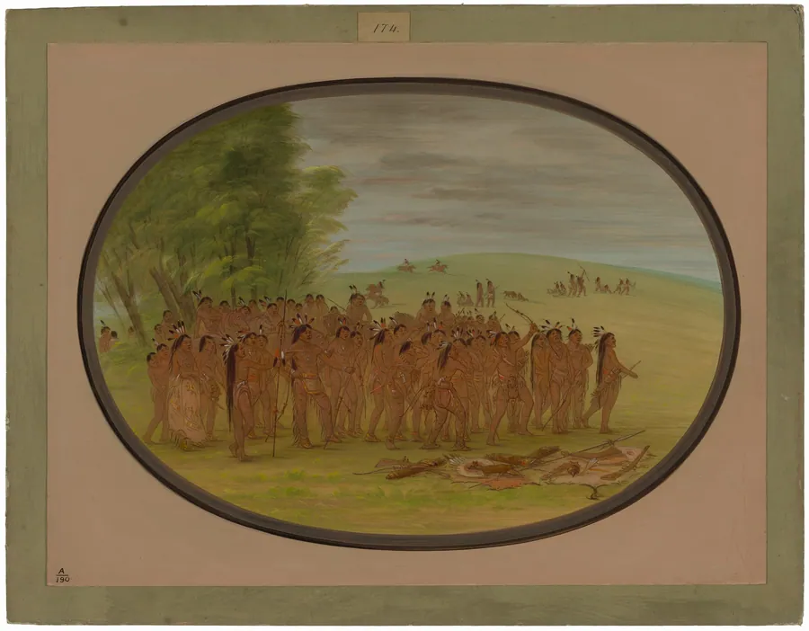 Game of the Arrow - Mandan by George Catlin