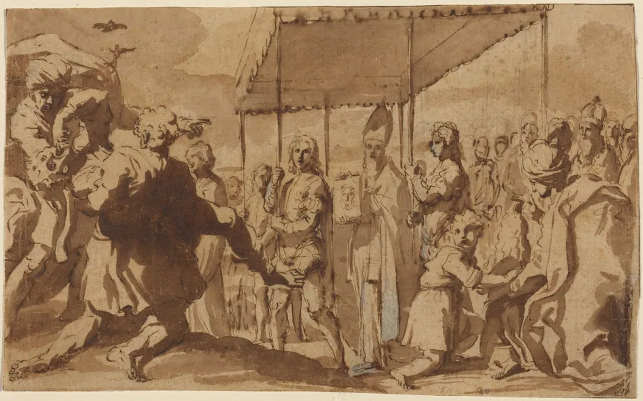 The Healing of the Possessed Boy in a Procession of the Volto Santo by Elisabetta Sirani