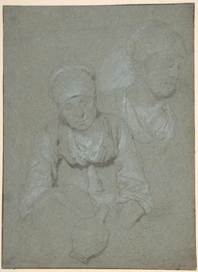 Woman Holding a Jug and a Study of her Head Seen from the Left