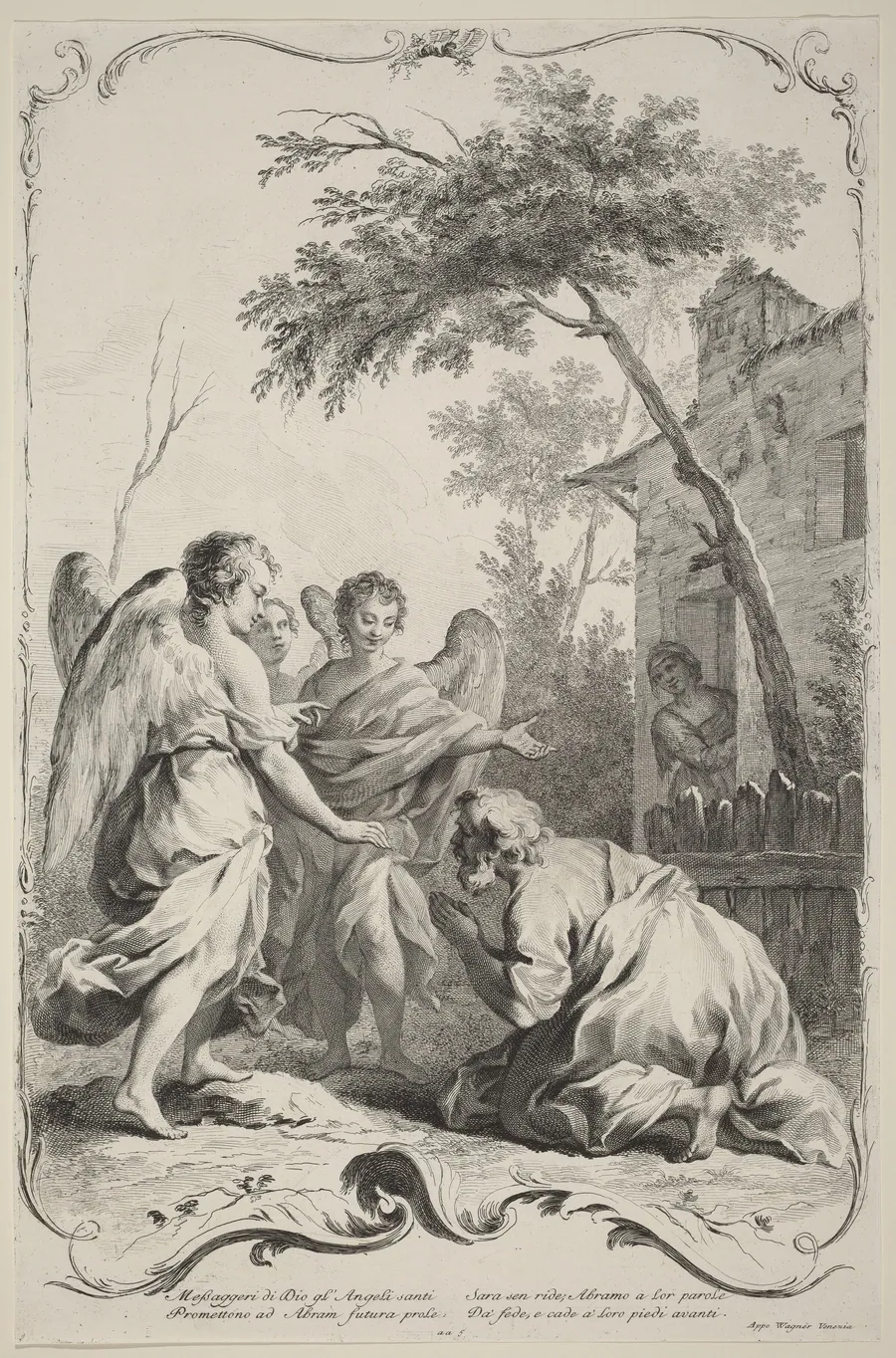 Abraham Kneeling before the Three Angels by Joseph Wagner