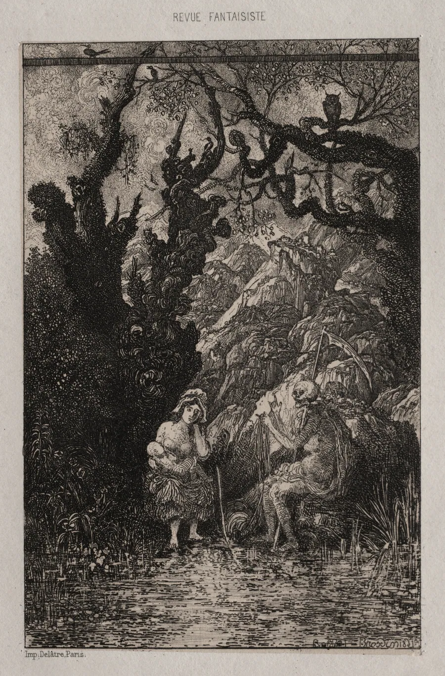 Death and the Young Mother by Rodolphe Bresdin