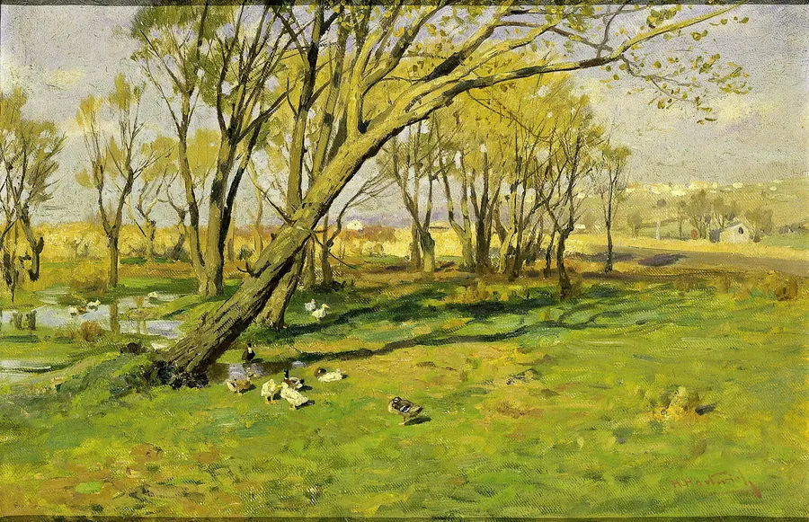 Hackensack, New Jersey, Fisher's Pond by Herman Hartwich, born New York City 1853-died Munich, Germany 1926