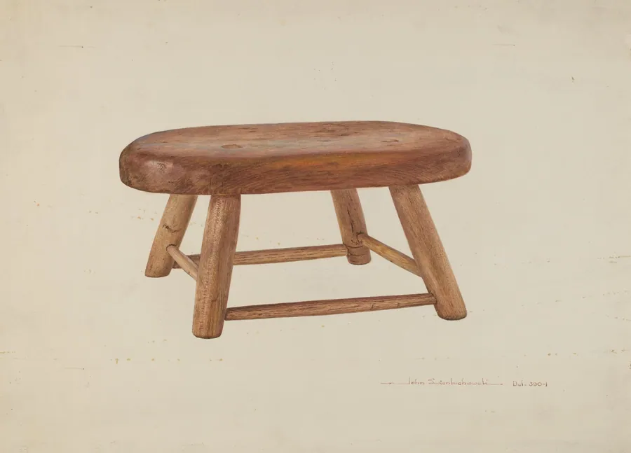 Pennsylvania Dutch Bed Stool by John Swientochowski