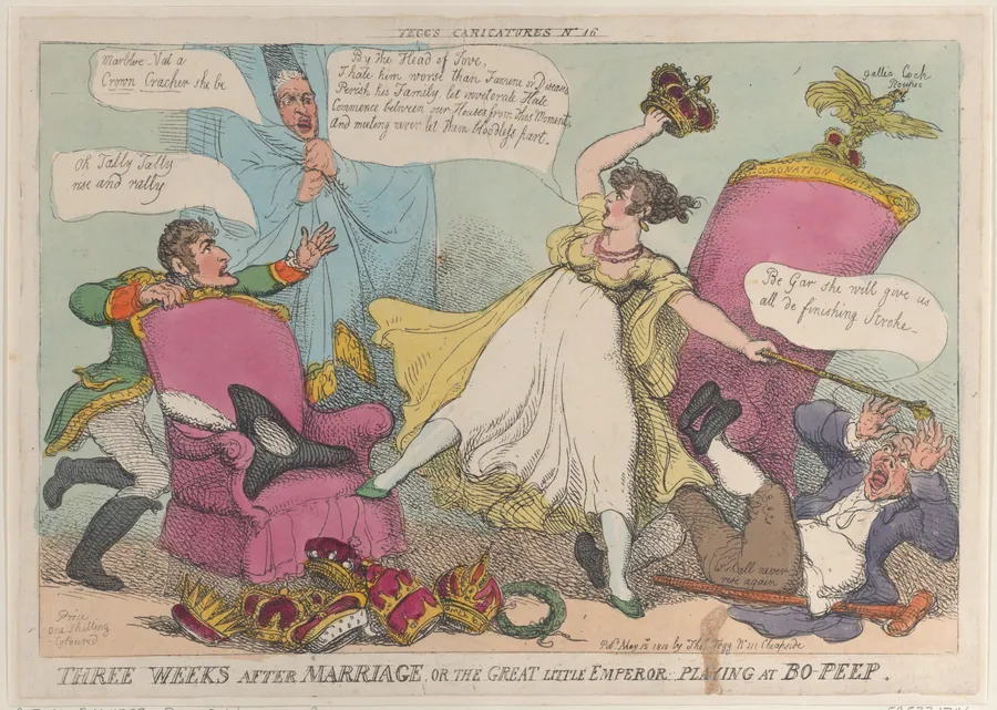 Three Weeks After Marriage, or the Great Little Emperor Playing at Bo-Peep by Thomas Rowlandson