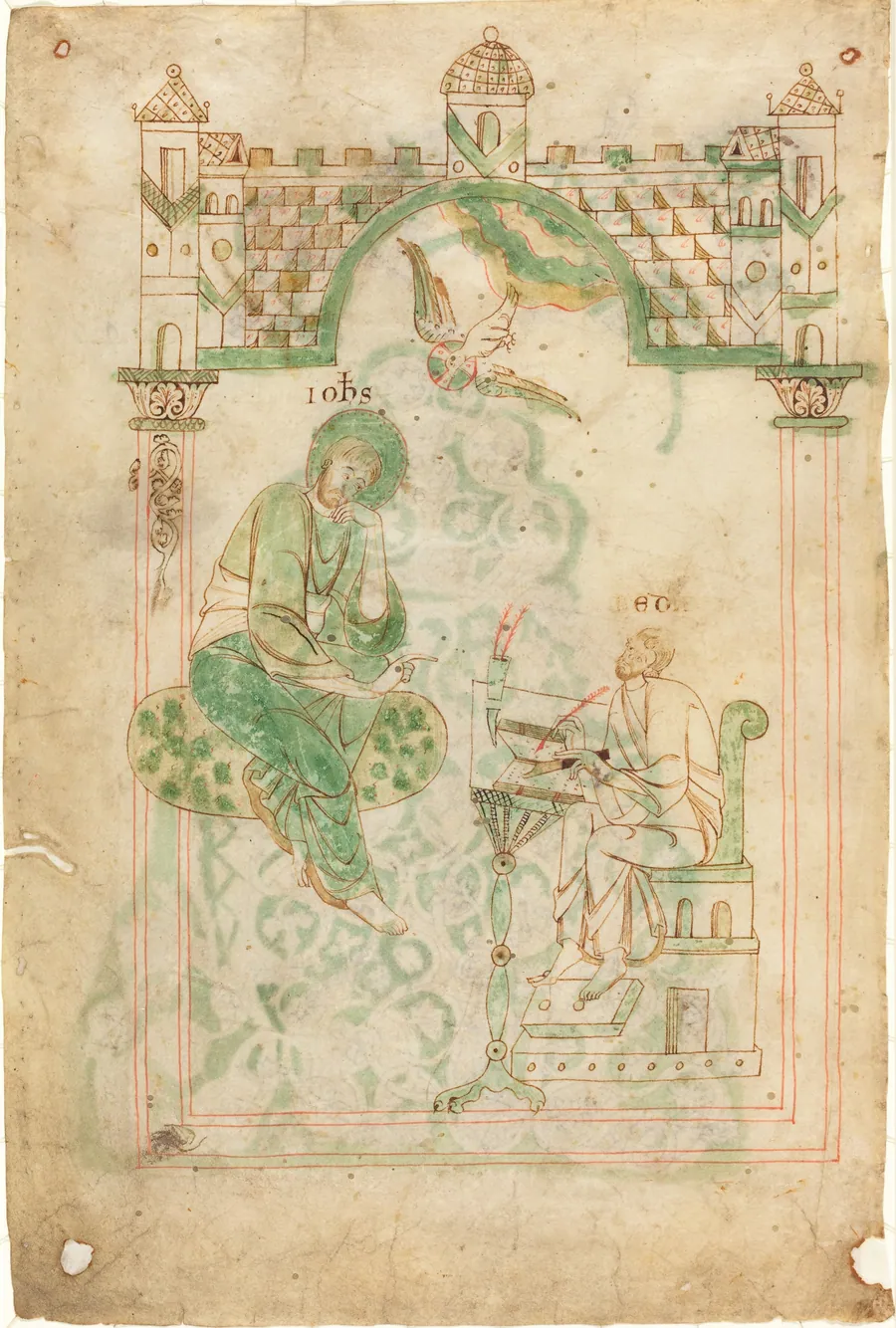 Saint John Dictating to the Venerable Bede by Austrian 12th Century