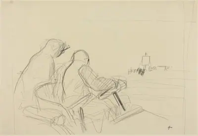 a) Chauffeur and Procession (recto); b) Two Sketches of Chauffeur and Passenger (verso)