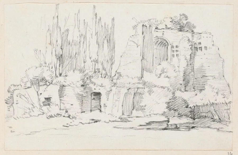 Roman Ruins with a Stand of Cypresses by Joseph-Marie Vien