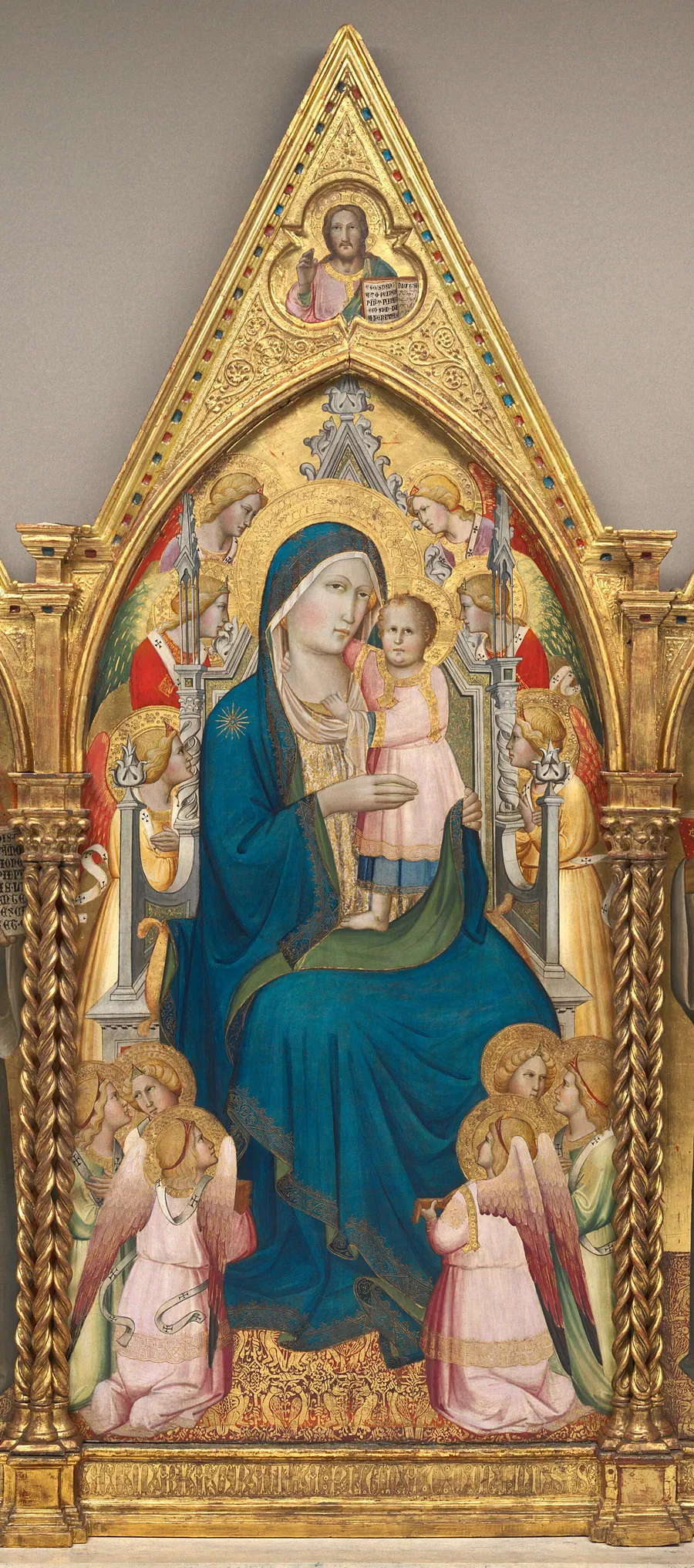 Madonna and Child Enthroned with Twelve Angels, and with the Blessing Christ [middle panel] by Agnolo Gaddi