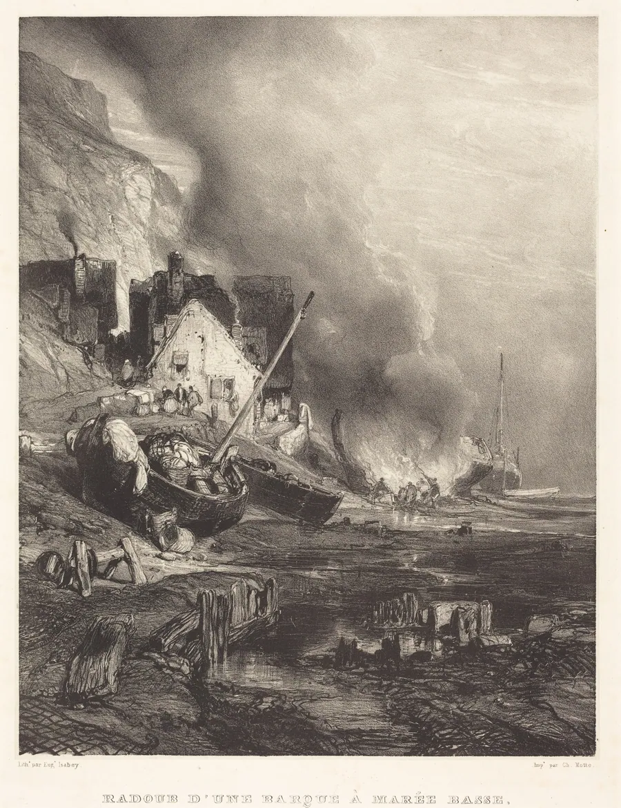 Radoub d'une Barque à la Marée Basse (Refitting of a Ship at Low Tide) by Eugène Isabey