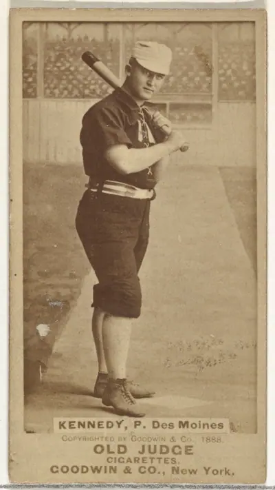 Theodore A. "Ted" Kennedy, Pitcher, Des Moines Prohibitionists, from the Old Judge series (N172) for Old Judge Cigarettes