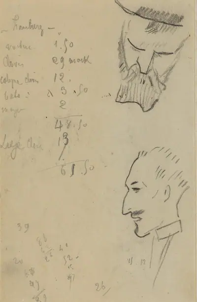 A Bearded Man and a Man in Profile [verso]