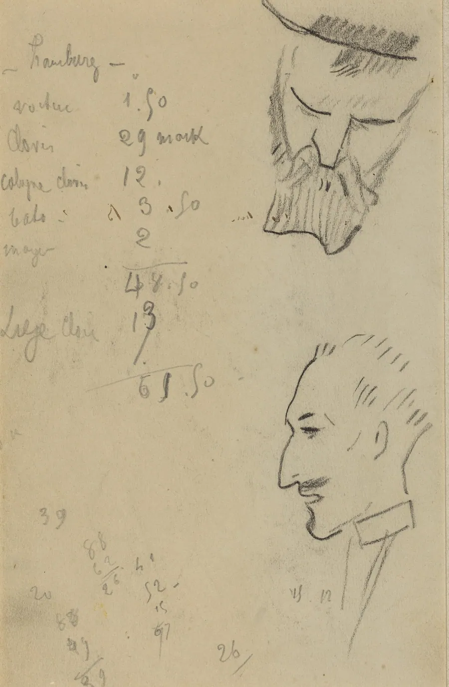 A Bearded Man and a Man in Profile [verso] by Paul Gauguin