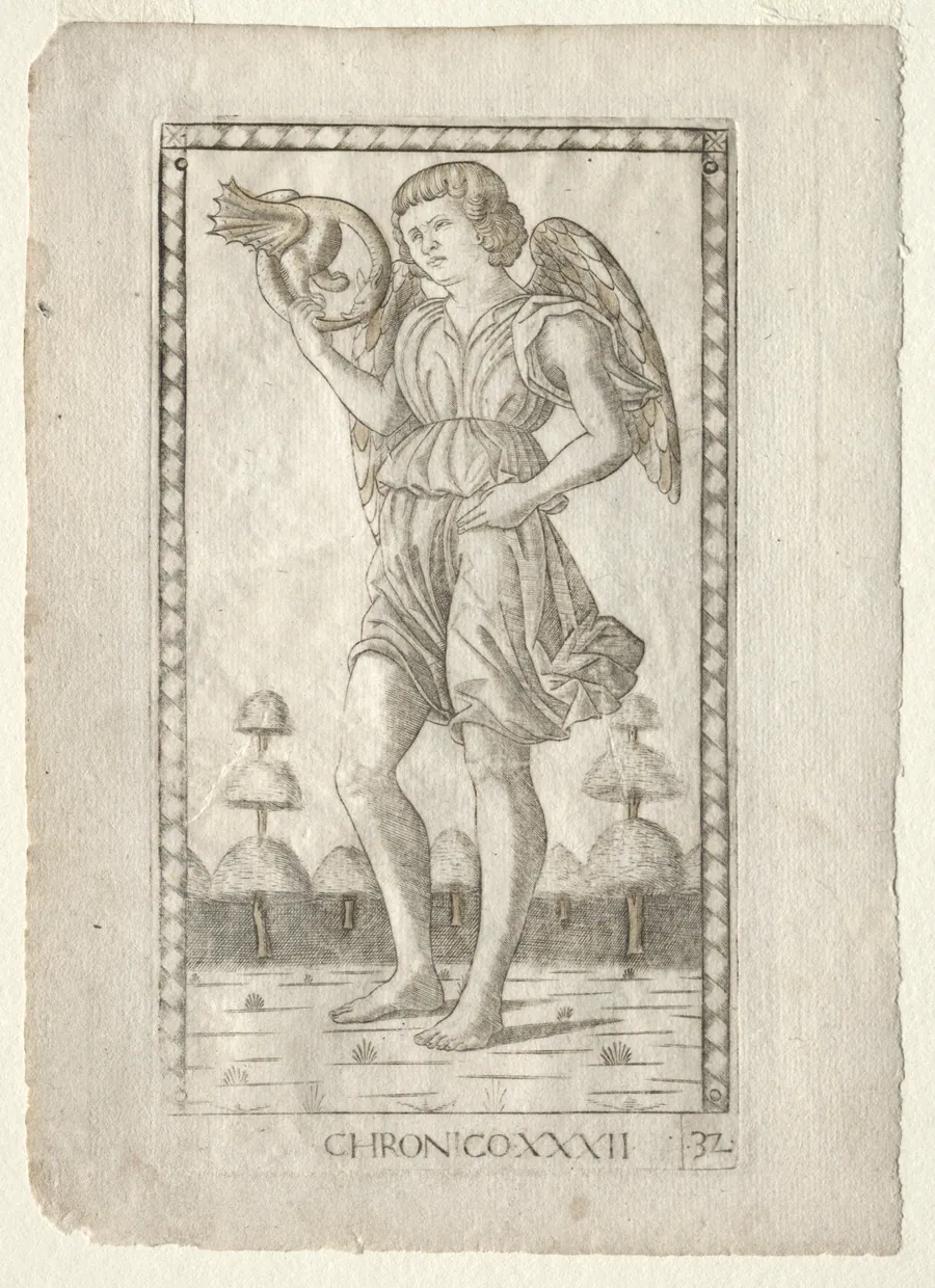 Genius of Time (from the Tarocchi, series B: Cosmic Principles & Virtues, #32) by Master of the E-Series Tarocchi