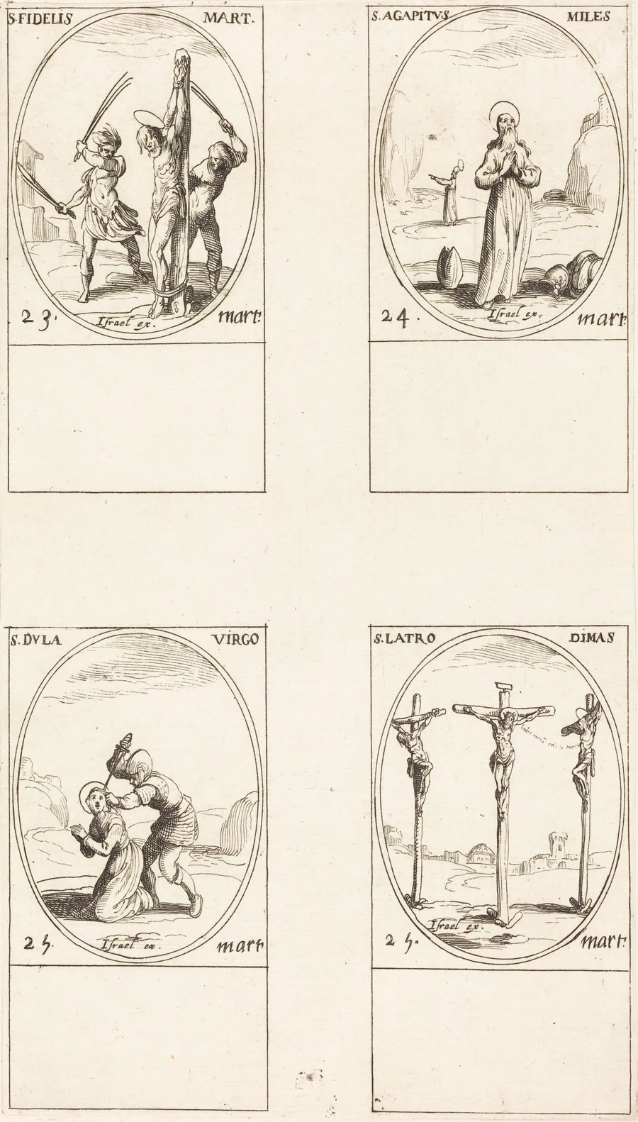 St. Fidelis; St. Agapetus; St. Dula; St. Latro Dimas by Jacques Callot