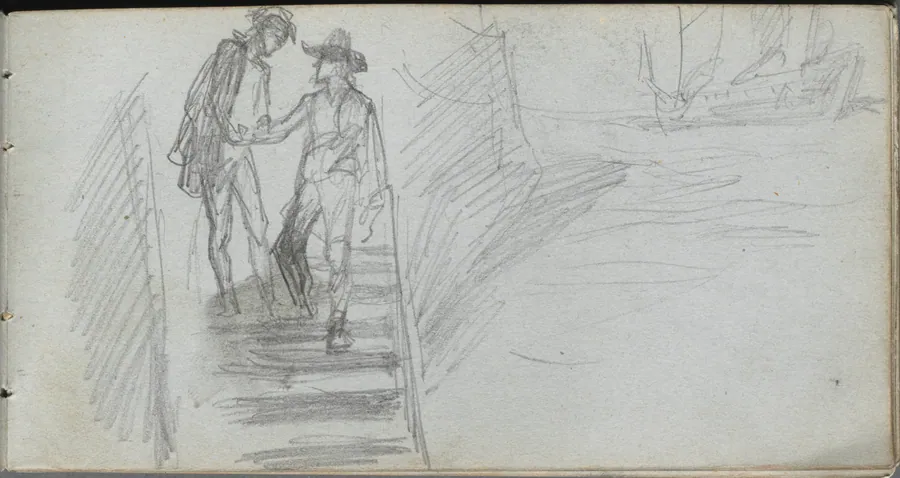 Sketchbook, page 64: Figures on a Stairway by Ernest Meissonier