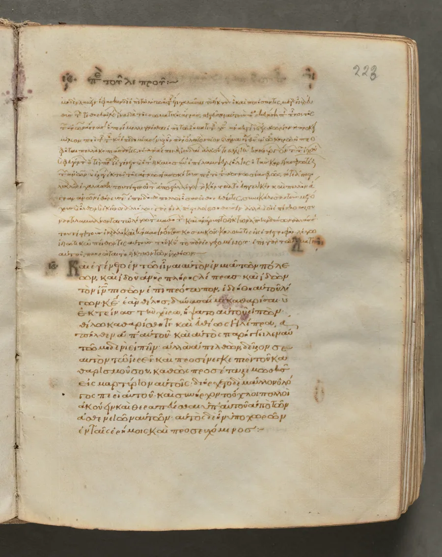 Text, folio 223 (recto), from a Gospel Book with Commentaries