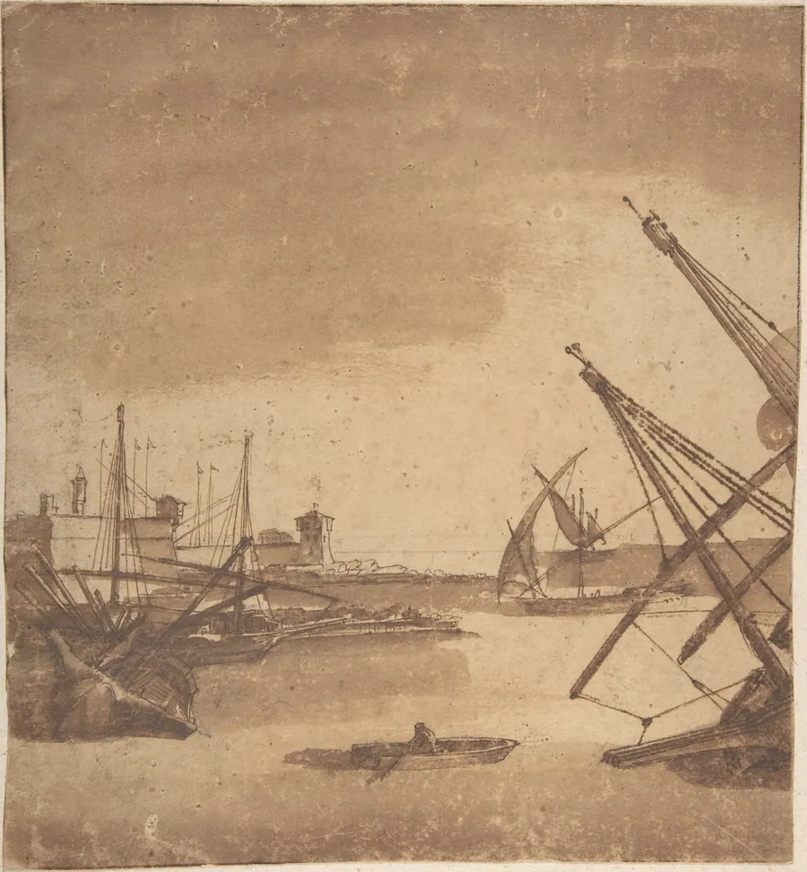 A Port Scene by Claude Lorrain (Claude Gellée)