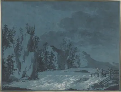River Rapids by Wooded Cliffs