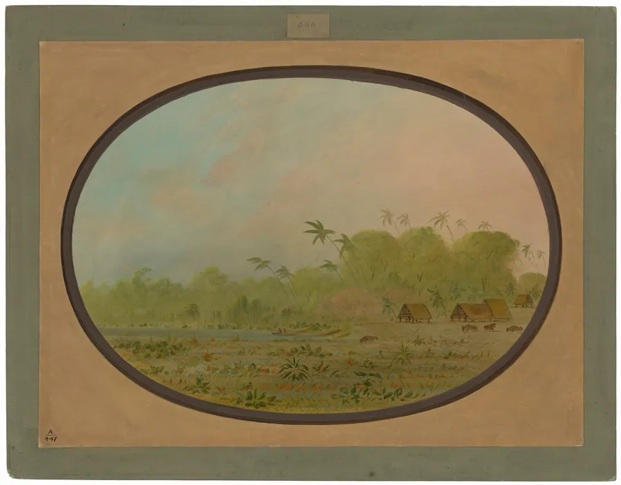 A Small Village of Remos Indians by George Catlin