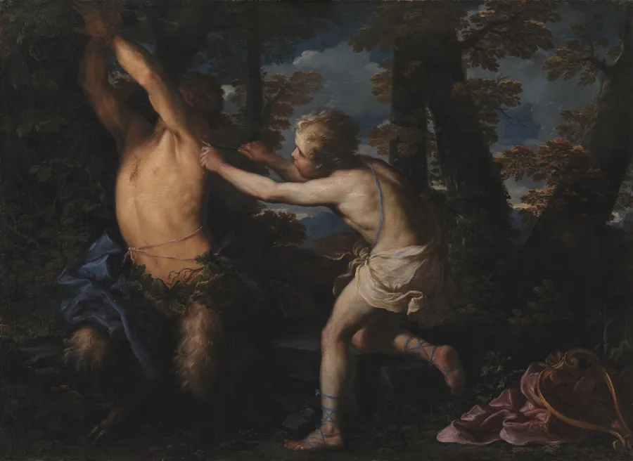 Apollon flår huden af Marsyas by Girolamo Troppa