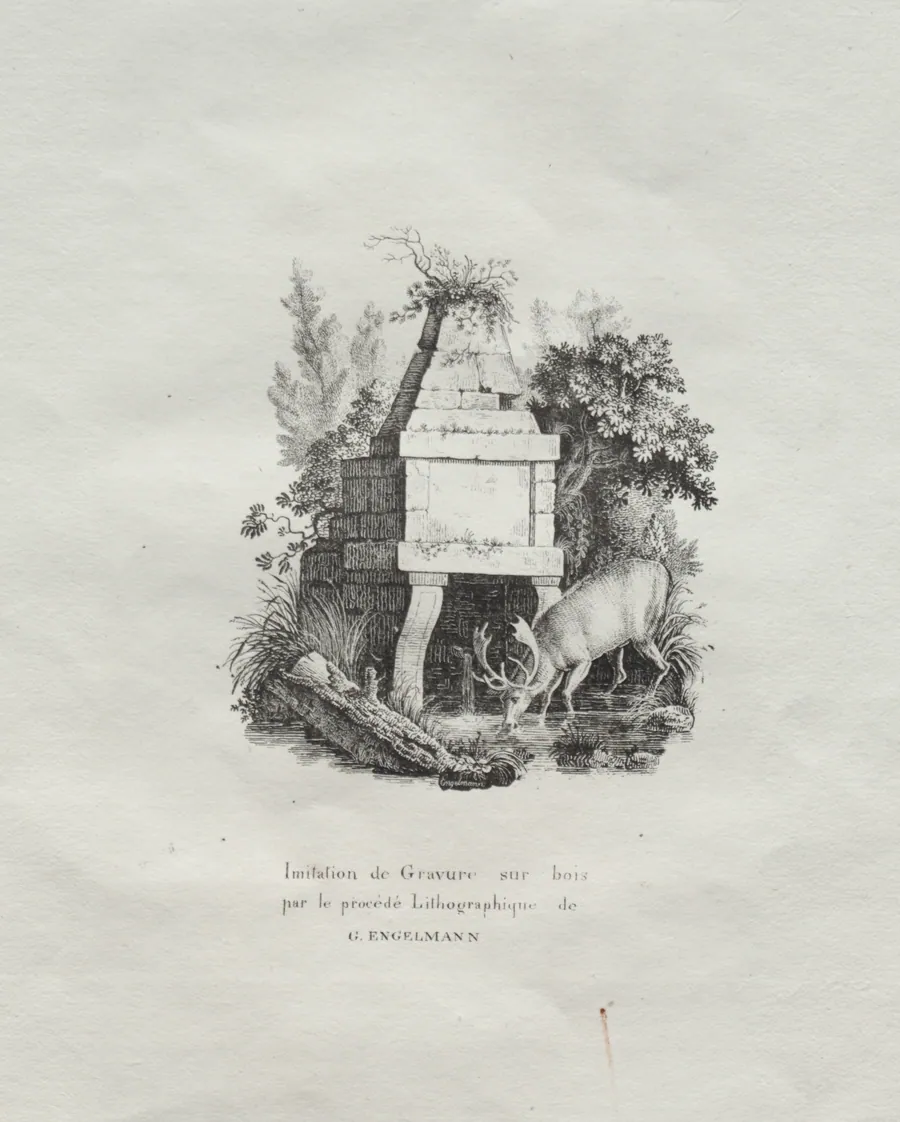 Receuil d'essais lithographiques:  Une fontaine imitant la gravure sur bois by Godefroy Engelmann