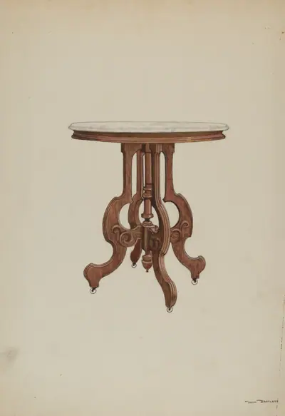 Center Table, with Marble Top