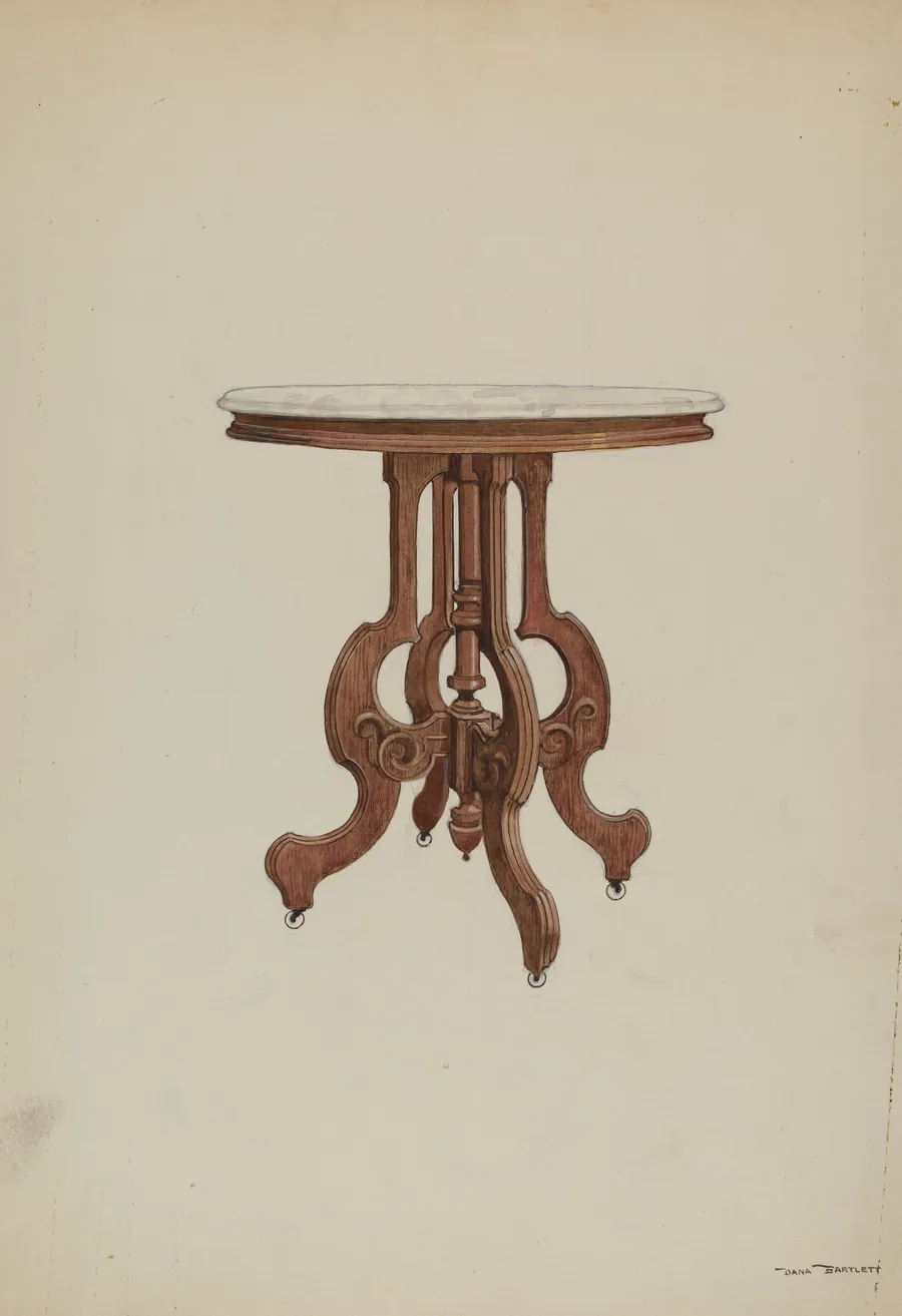 Center Table, with Marble Top by Dana Bartlett
