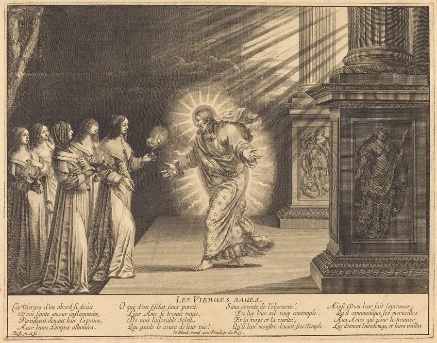 The Wise Virgins Carrying Their Lamps by Abraham Bosse