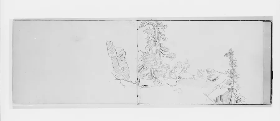 Trees and Cliff (from Sketchbook X) by William Trost Richards