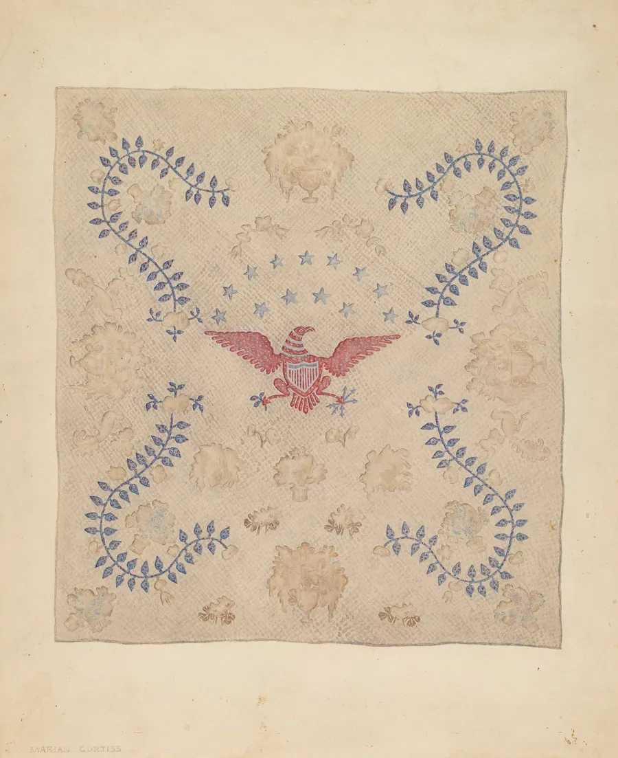 Eagle and Stars Bedspread by Marian Curtis Foster