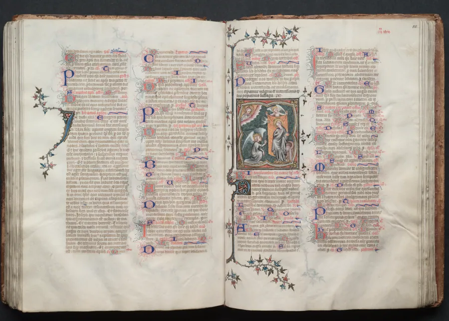 The Gotha Missal:  Fol. 110r, The Annunciation by Master of the Boqueteaux