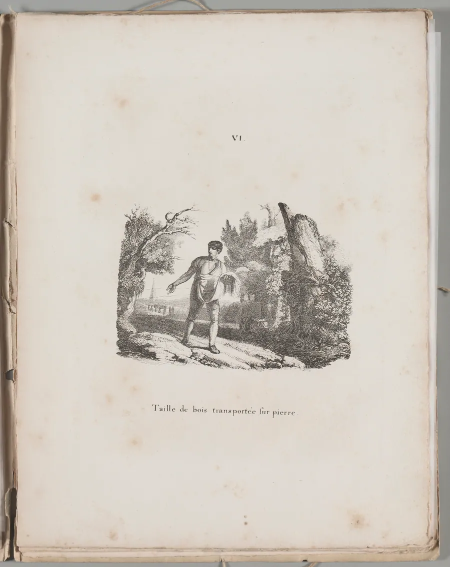Art of the Lithograph: Transfer of a Wood Engraving, Plate VI by Alois Senefelder