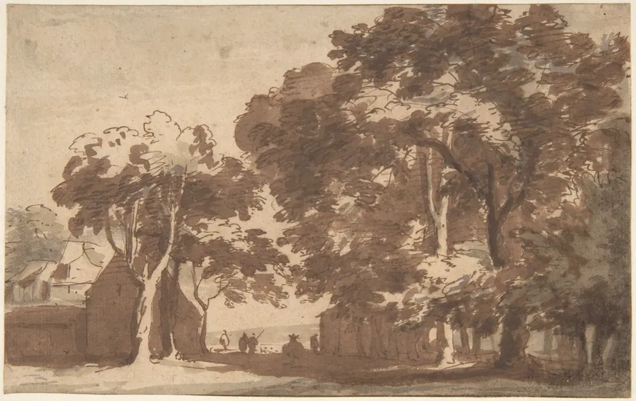 View of Buildings and Linden Trees in Rijswijk by Jan de Bisschop