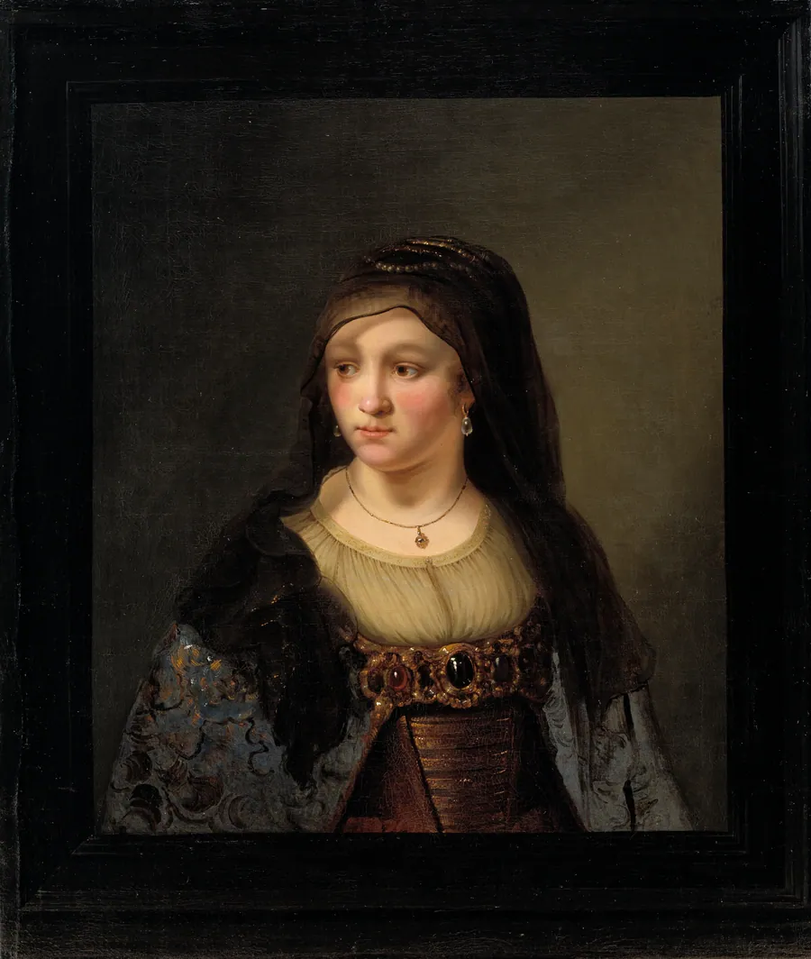Portræt af en dame med slør by Thomas Mathisen