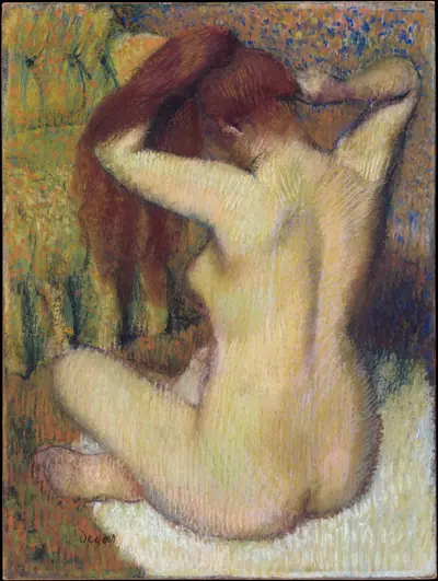 Woman Combing Her Hair