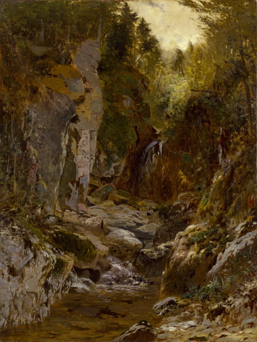 The Flume, Opalescent River, Adirondacks by Alexander H. Wyant, born Evans Creek, OH 1836-died New York City 1892