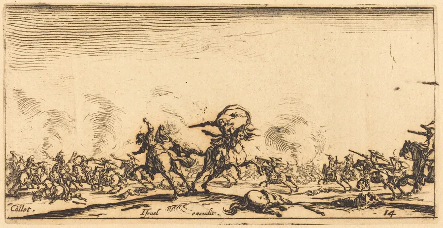 The Cavalry Combat with Pistols by Jacques Callot