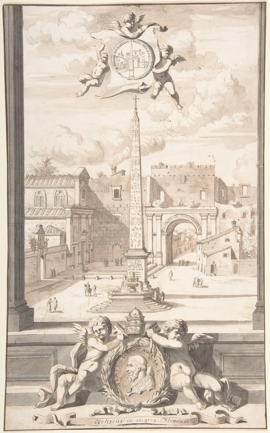 A Reconstruction of a View of the Obelisk at the Entrance of the Via Flaminia by Jan Goeree
