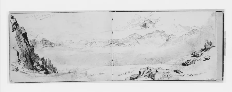 Volcanic Peak [Cover?] Between Two Banks of Fog (from Sketchbook X) by William Trost Richards