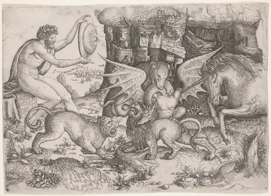 Allegorical Theme:  Combat of Animals by Master of the Beheading of St. John the Baptist