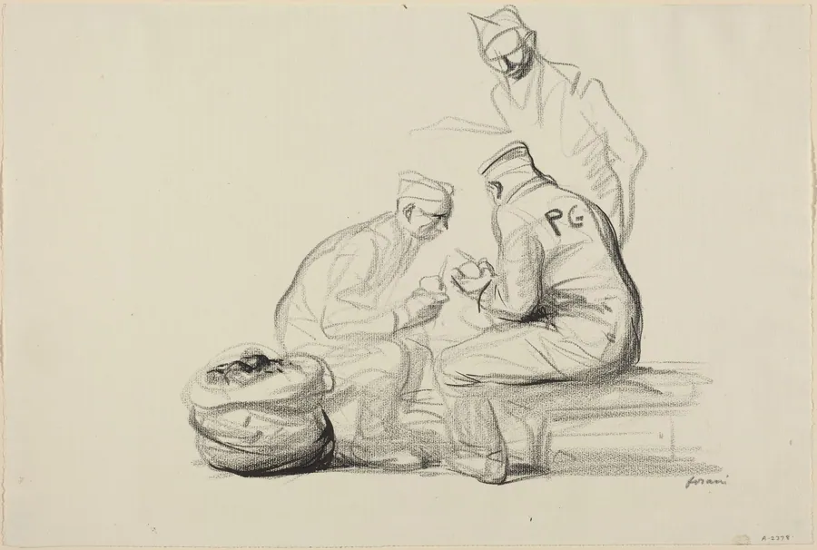 Poilu and German Prisoners by Jean-Louis Forain